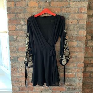 Black Dress - Floral Sleeves